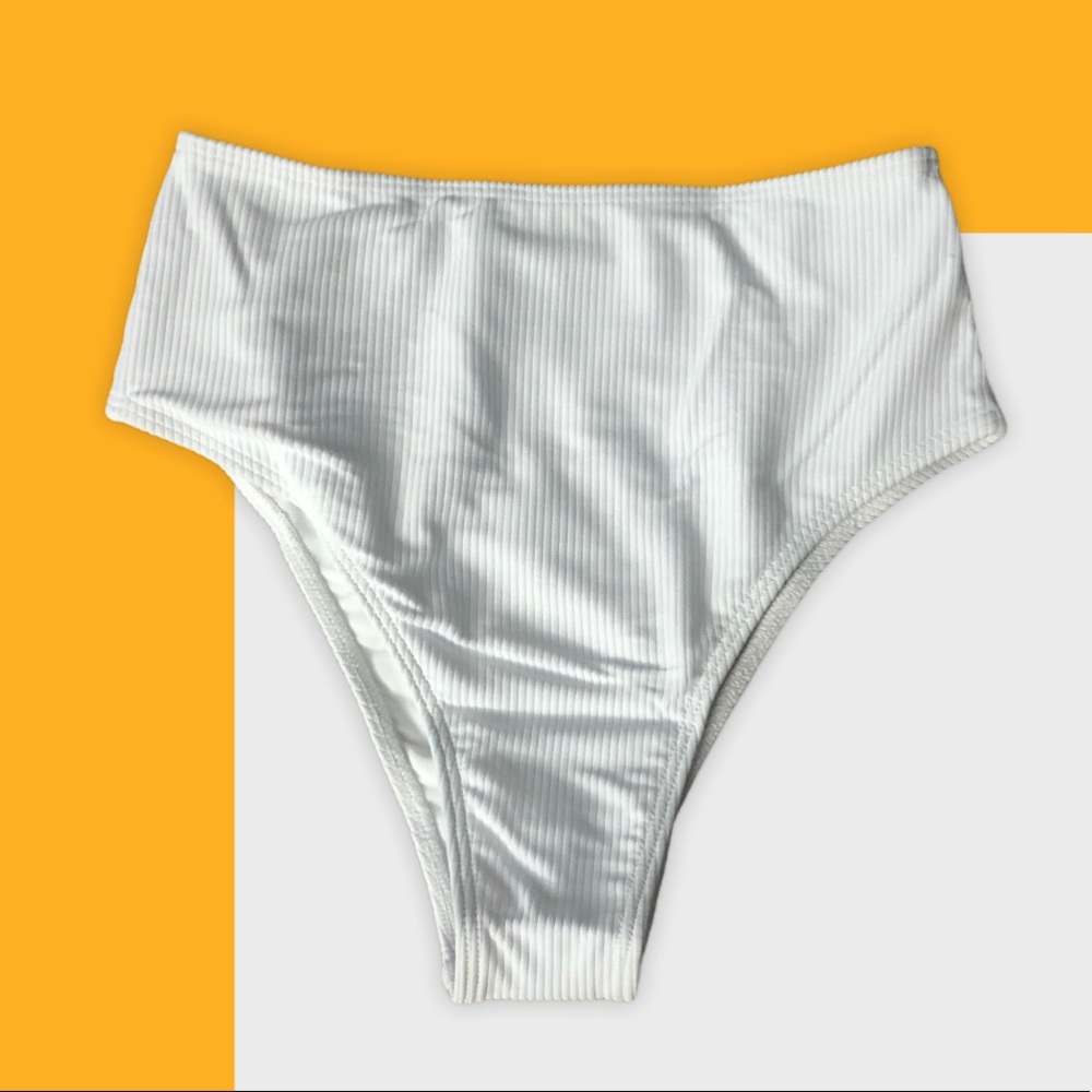 Ellejay Carolyn White Ribbed High Rise Bottom